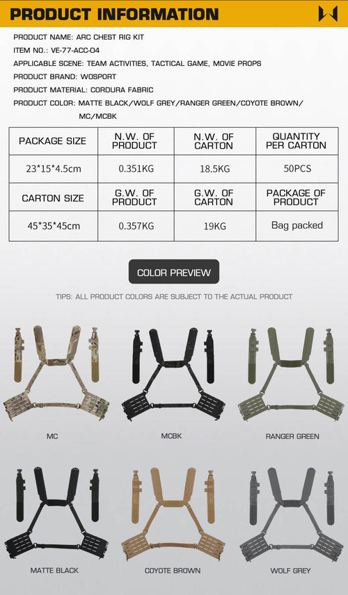 WOSPORT ARC Chest Rig Kit (VE-77-ACC-04) - APEXTAC GEAR