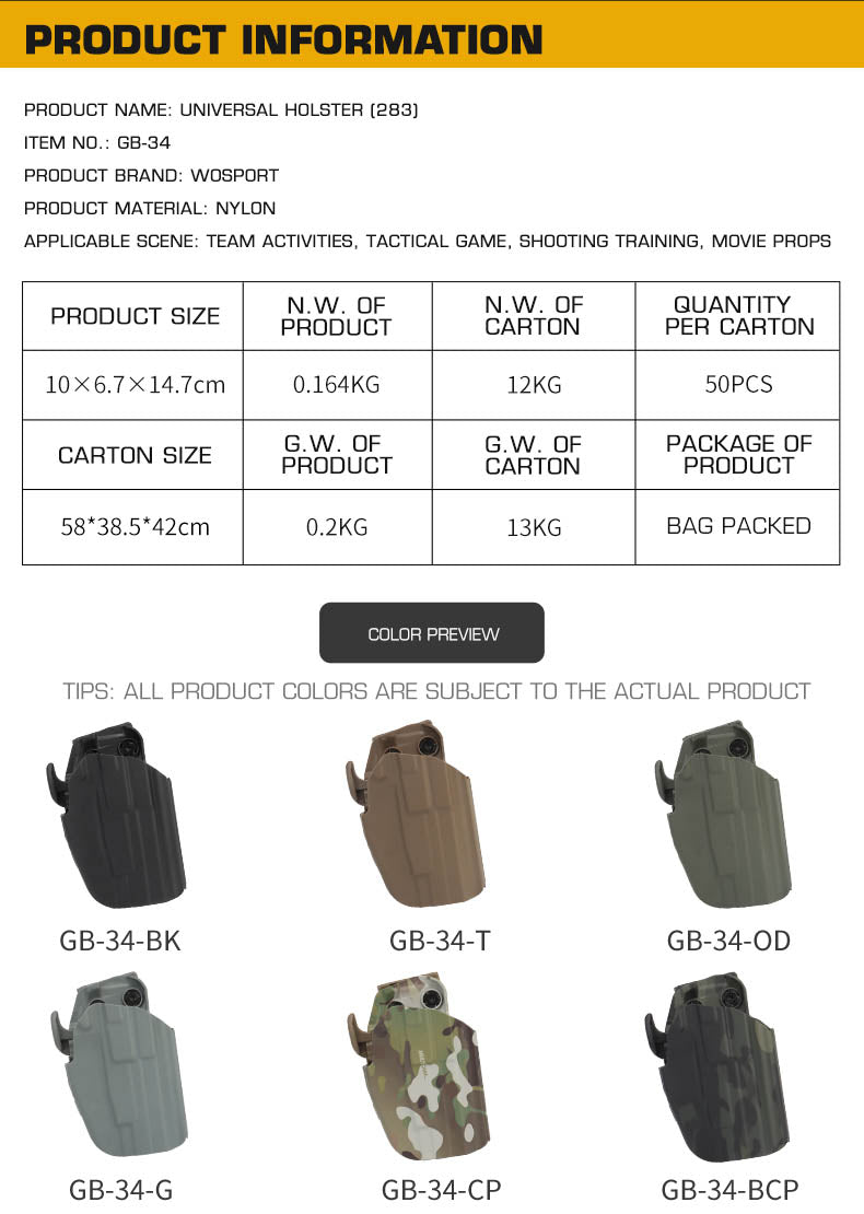 WOSPORT Universal Holster STANDARD 283 (GB-34)