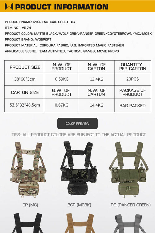 WOSPORT MK4 Tactical Chest Rig (VE-74) - APEXTAC GEAR