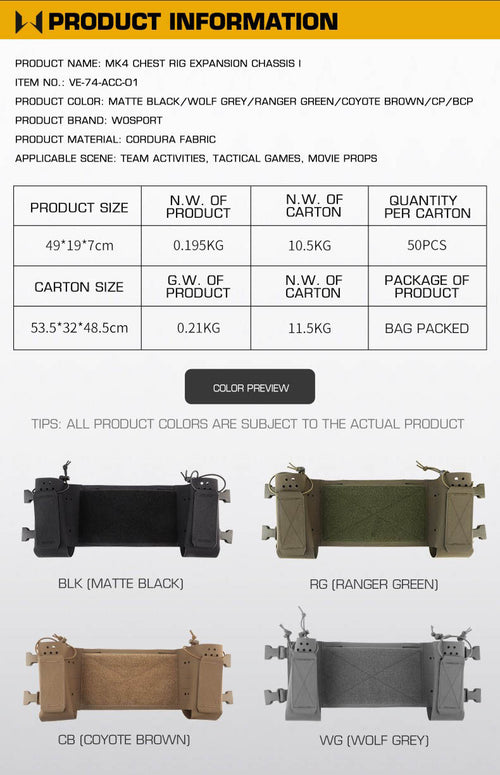 WOSPORT MK4 Chest-Mounted Extended Chassis (VE-74-ACC-01) - APEXTAC GEAR