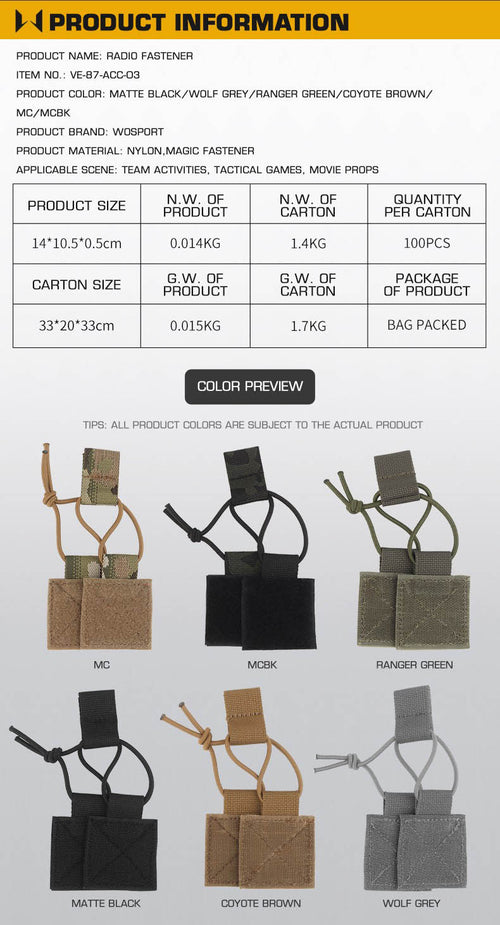 WOSPORT Radio Fastener (VE-87-ACC-03) - APEXTAC GEAR