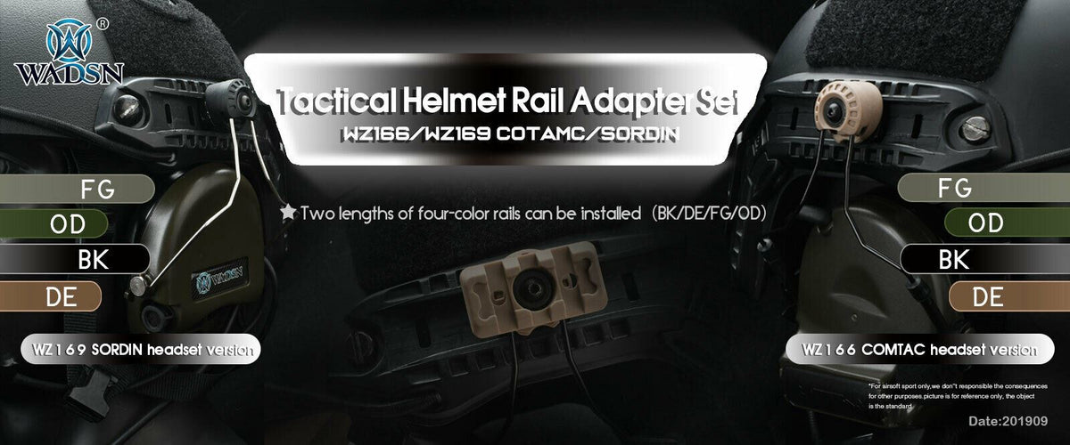 WADSN Tactical Helmet Rail Adapter Set for COMTAC Series - BLACK (WZ166) - APEXTAC GEAR