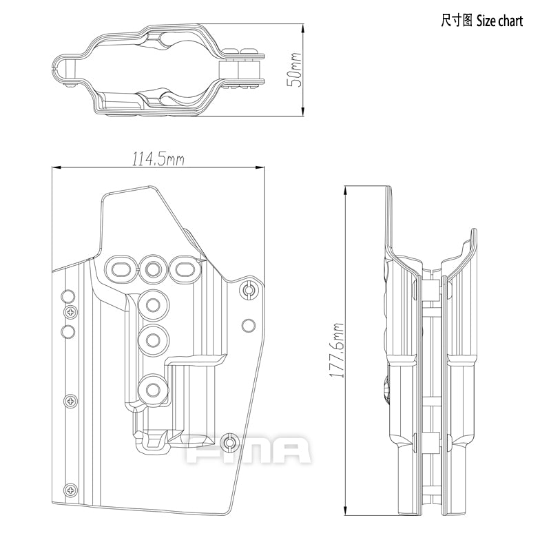 FMA G17L WITH SF Light-Bearing Holster BK/DE/FG (TB1329) - APEXTAC GEAR