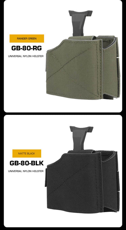 WOSPORT GB-80 universal nylon holster with adjustable strap and belt loop, designed for secure firearm or tool carrying.