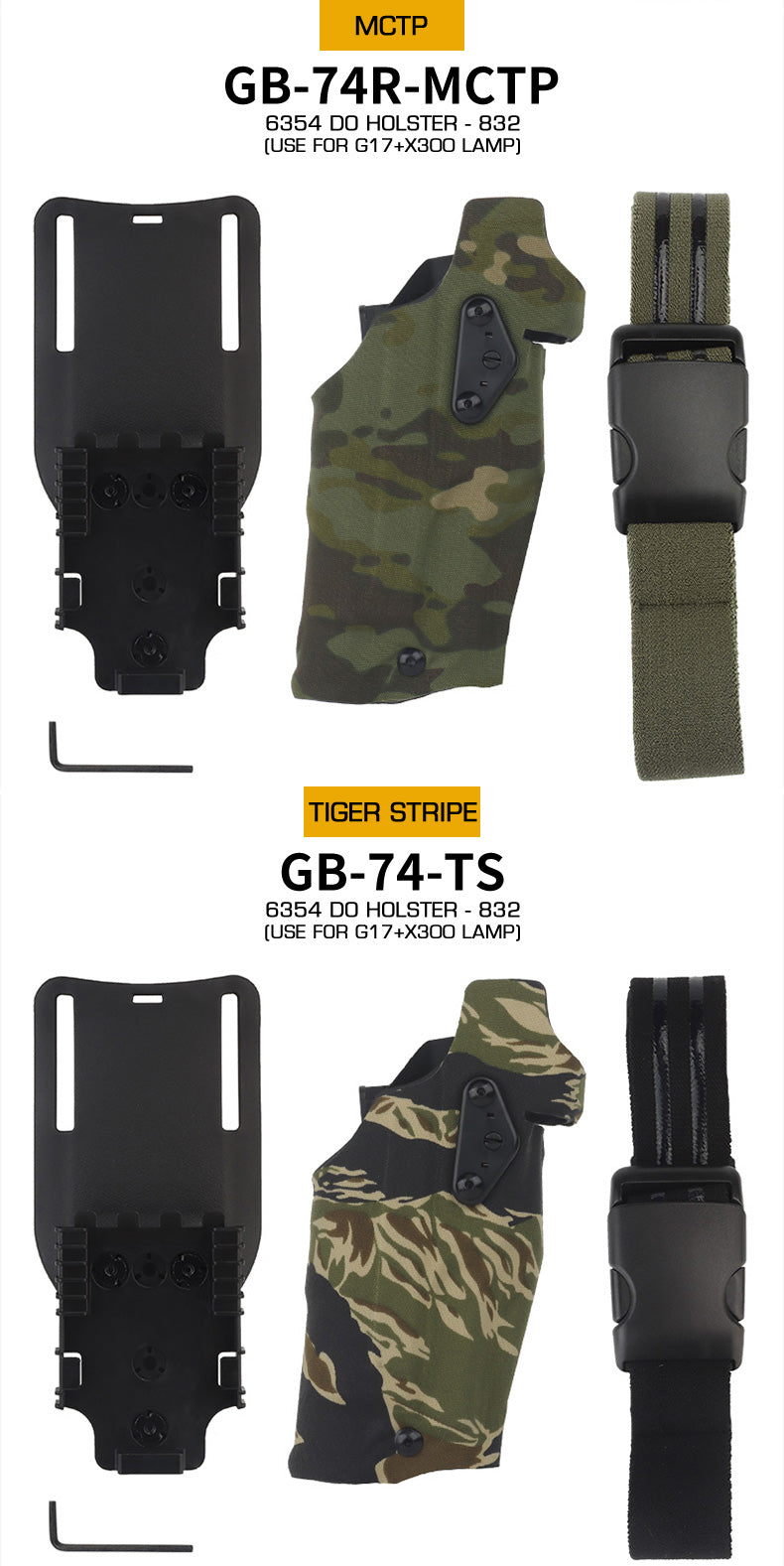 WOSPORT 6354 DO Holster - 832 For G17 + X300  (GB-74)