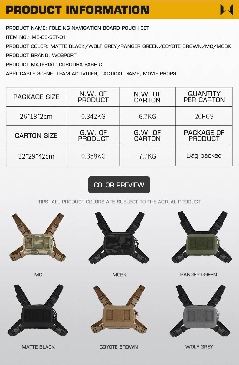 WOSPORT Folding Navigation Board Pouch Set (MB-03-SET-01 ) - APEXTAC GEAR