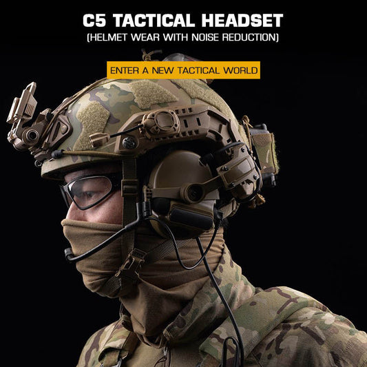 Wosport C5 Helmet-Mounted Tactical Communication Headset - Active Noise Reduction (HD-24)