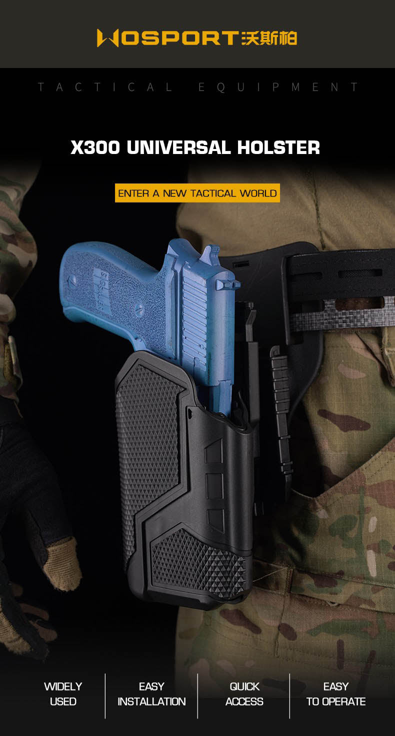 WOSPORT GB-81 X300 universal holster in black, adjustable tactical design