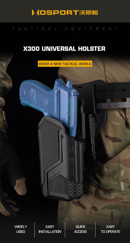 WOSPORT GB-81 X300 universal holster in black, adjustable tactical design