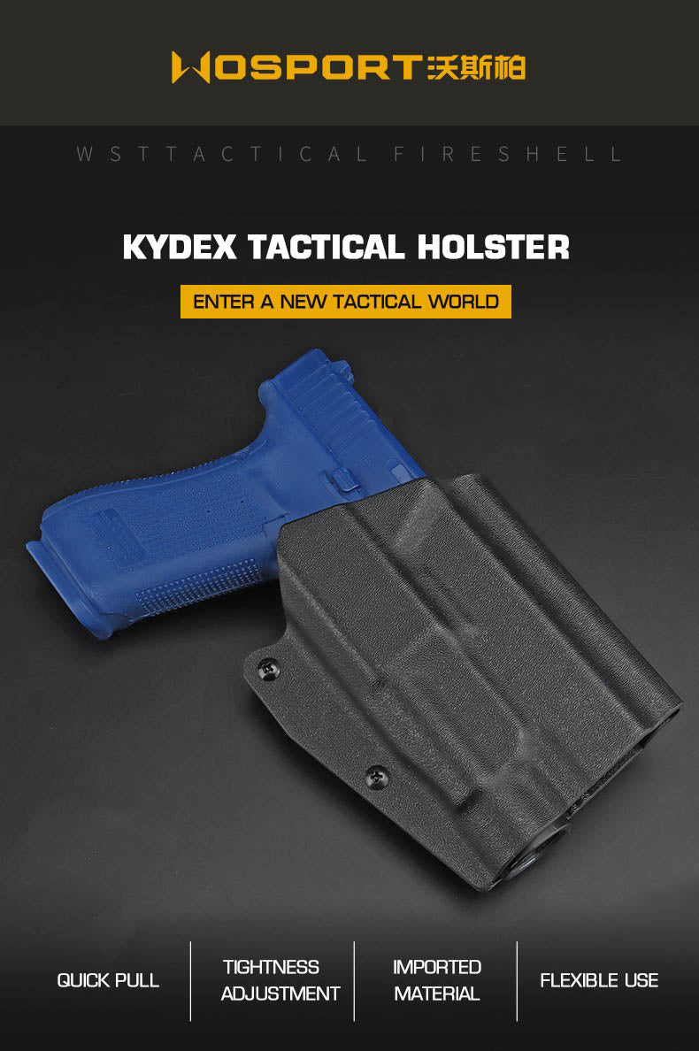 WOSPORT lightweight Kydex tactical holster for G-TLR-1, black side view