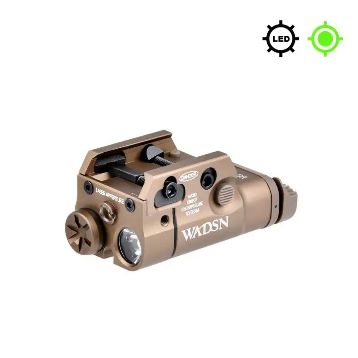 WADSN XC2 Compact Tactical Light Rail Mount LED Flashlight with Green Laser - APEXTAC GEAR