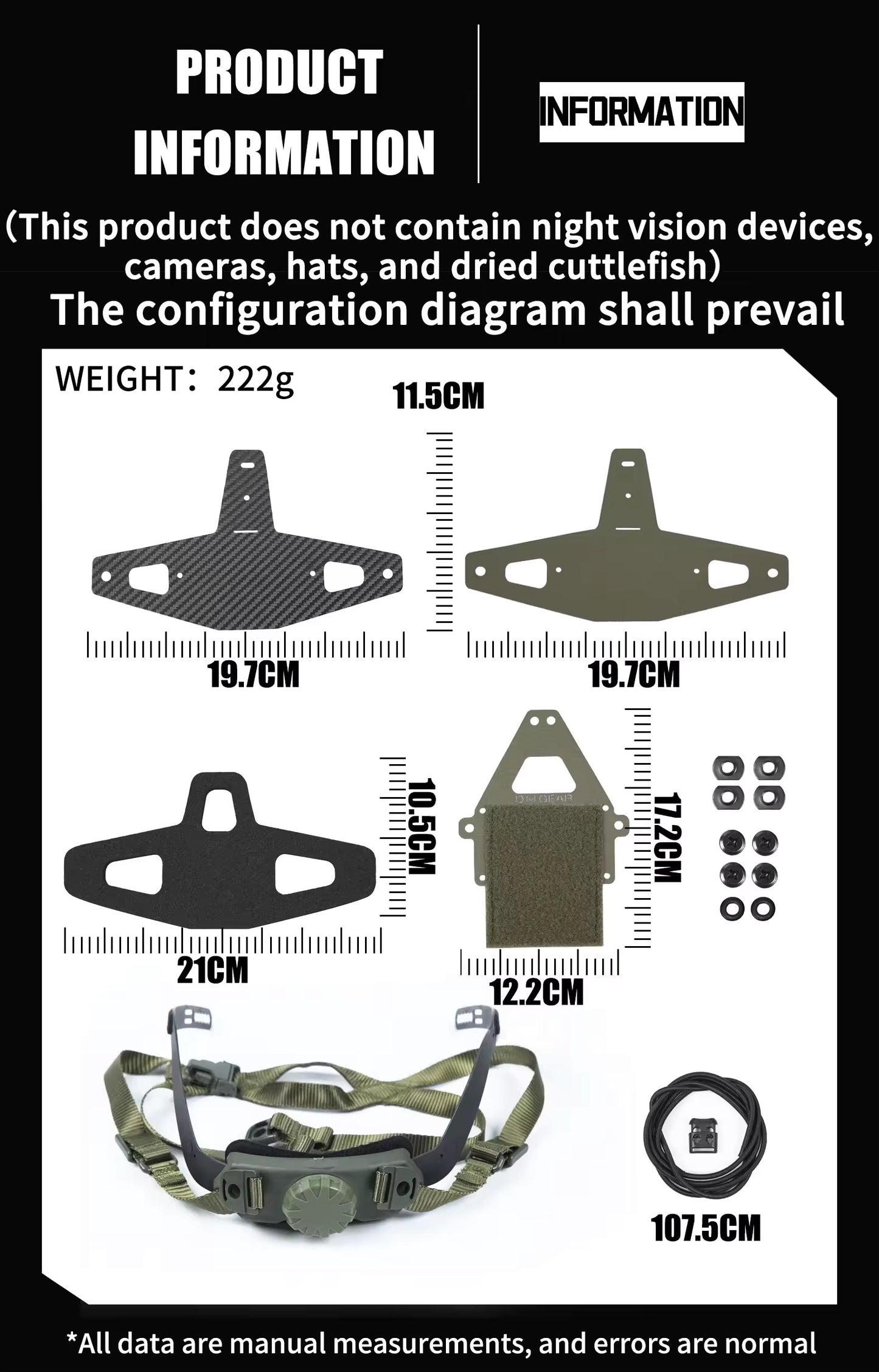DMgear GANGGU NVG Device Frame Head Harness for NVG Action Cam - APEXTAC GEAR