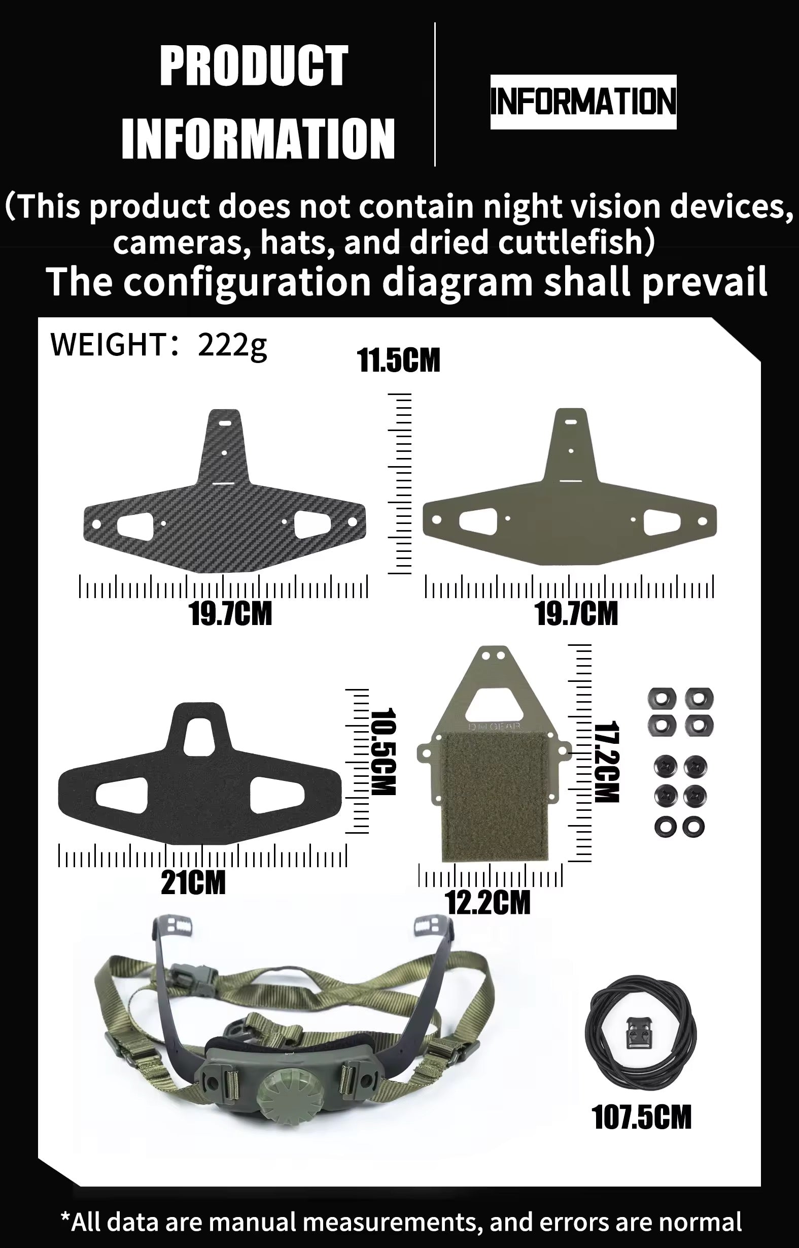 DMgear GANGGU NVG Device Frame Head Harness for NVG Action Cam - APEXTAC GEAR