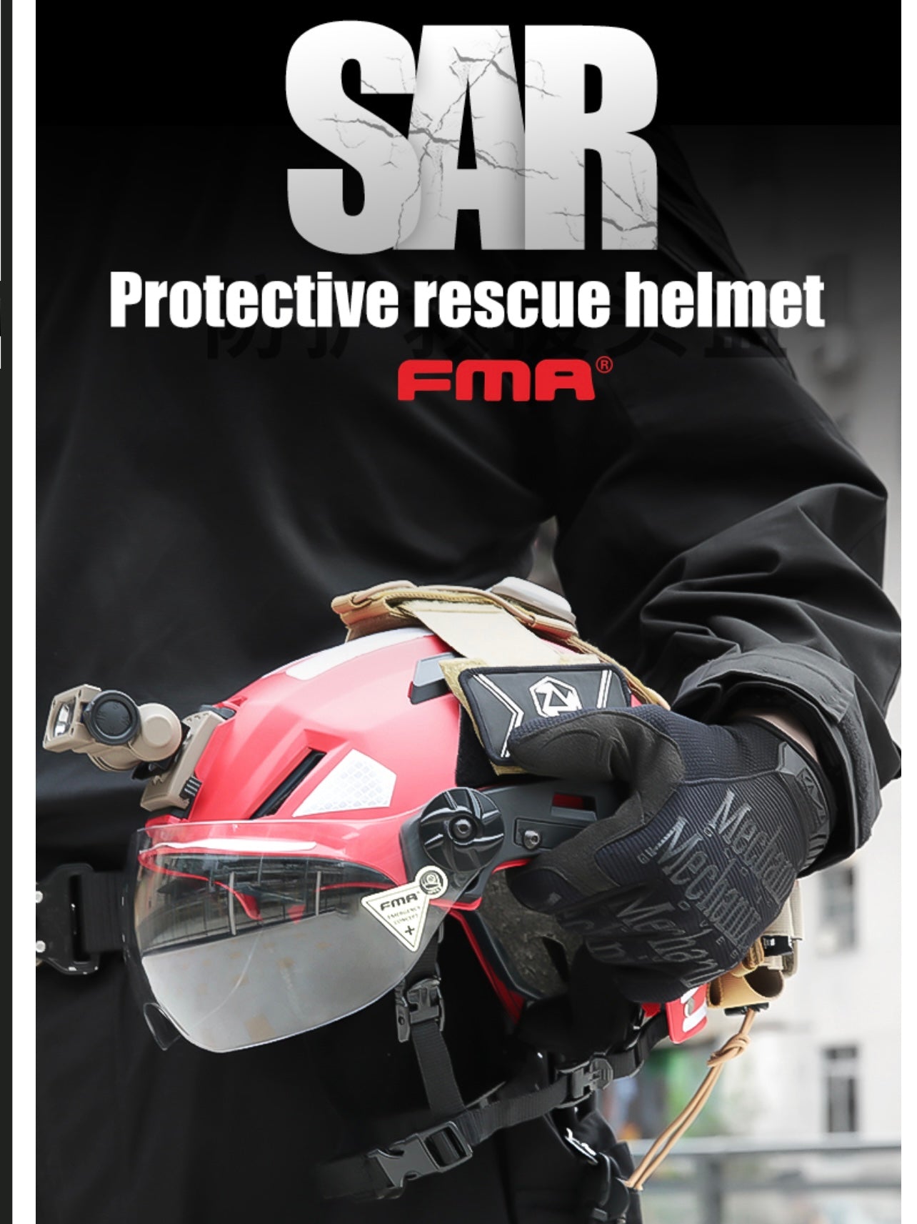 FMA EX SAR Helmet Recuse Training Outdoor Helmet with Visor - RED (TB1452) - APEXTAC GEAR