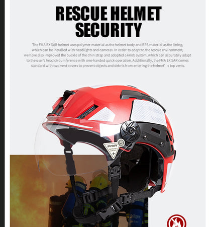 FMA EX SAR Helmet Recuse Training Outdoor Helmet with Visor - RED (TB1452) - APEXTAC GEAR