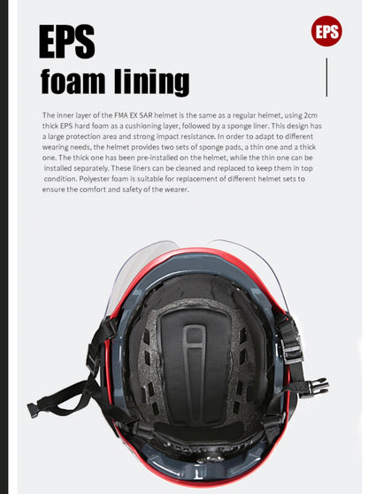 FMA EX SAR Helmet Recuse Training Outdoor Helmet with Visor - RED (TB1452) - APEXTAC GEAR