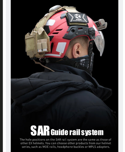 FMA EX SAR Helmet Recuse Training Outdoor Helmet with Visor - RED (TB1452) - APEXTAC GEAR