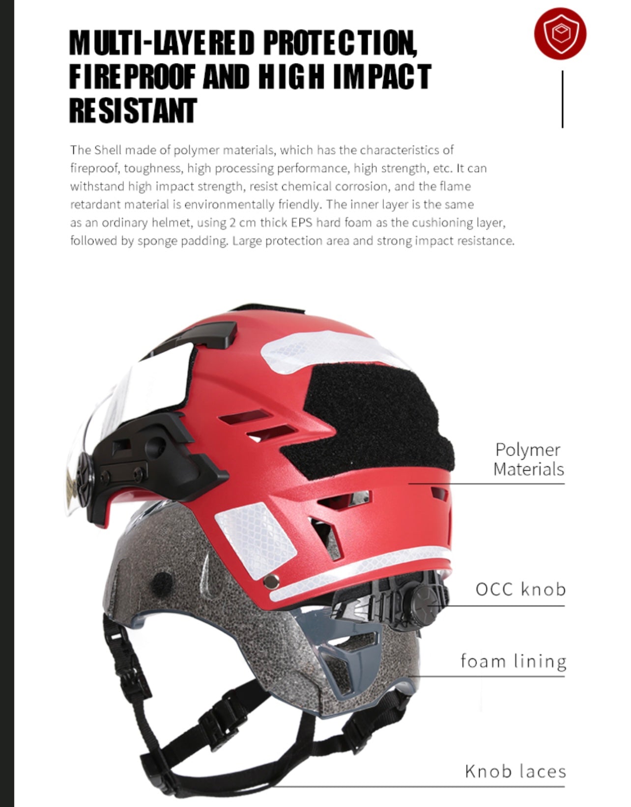 FMA EX SAR Helmet Recuse Training Outdoor Helmet with Visor - RED (TB1452) - APEXTAC GEAR