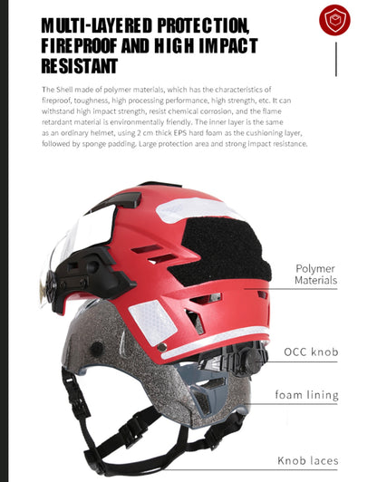FMA EX SAR Helmet Recuse Training Outdoor Helmet with Visor - RED (TB1452) - APEXTAC GEAR
