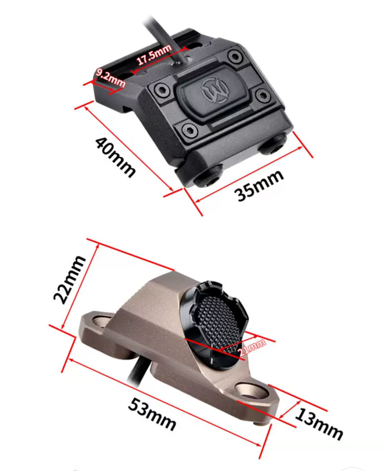 WADSN ML M-Button Offset Rail Mount Pressure Switch for LA23 NGAL Plug - APEXTAC GEAR