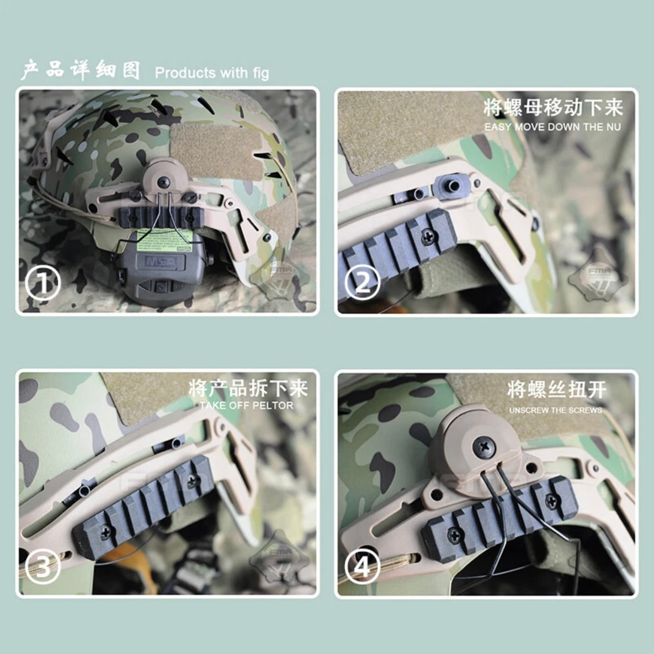 FMA EX Headset and Helmet Rail Adapter Set GEN1 (TB997) - APEXTAC GEAR