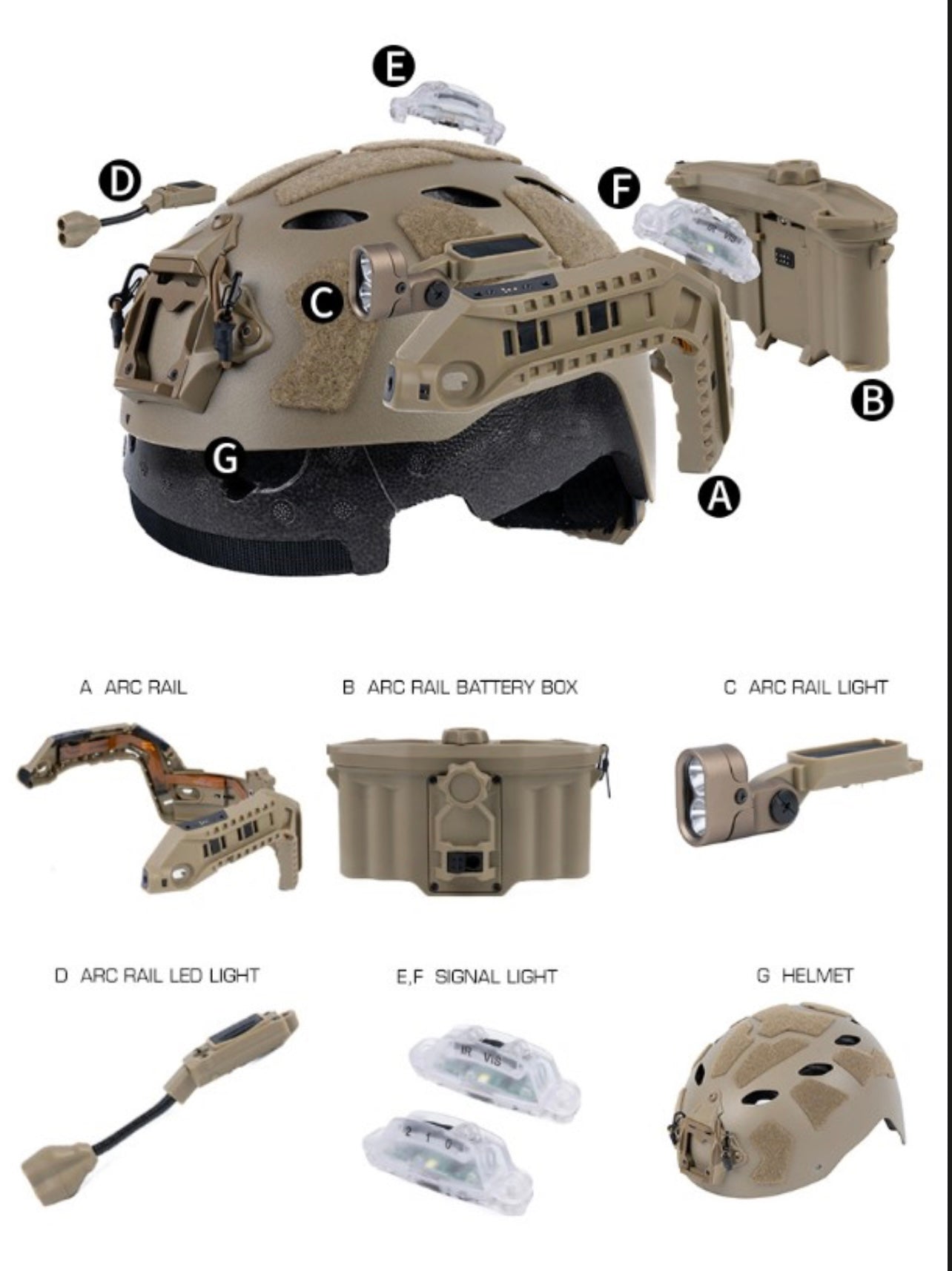 WOSPORT Modular ARC Rail SF Helmet Set (HL-40) - MC Camo - APEXTAC GEAR