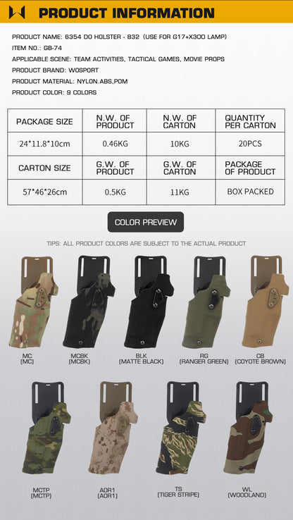WOSPORT 6354 DO Holster - 832 For G17 + X300  (GB-74)