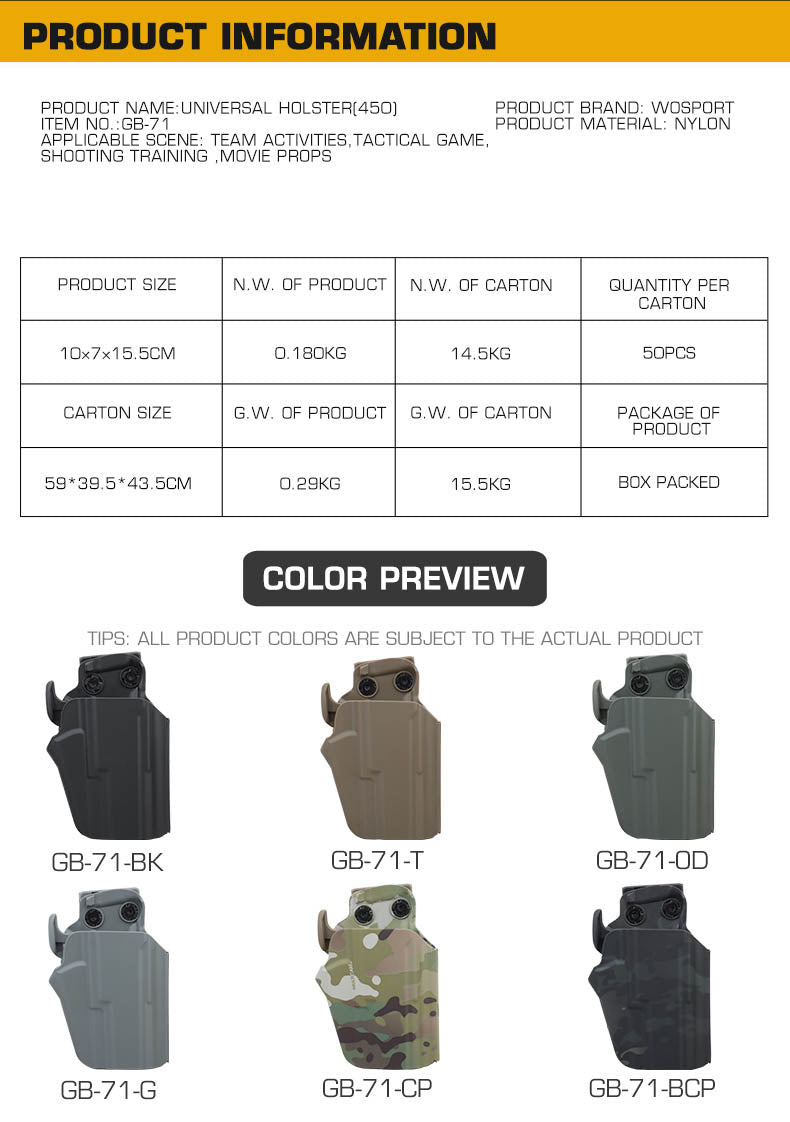 WOSPORT Universal Holster SUB-COMPACT 450 (GB-71)