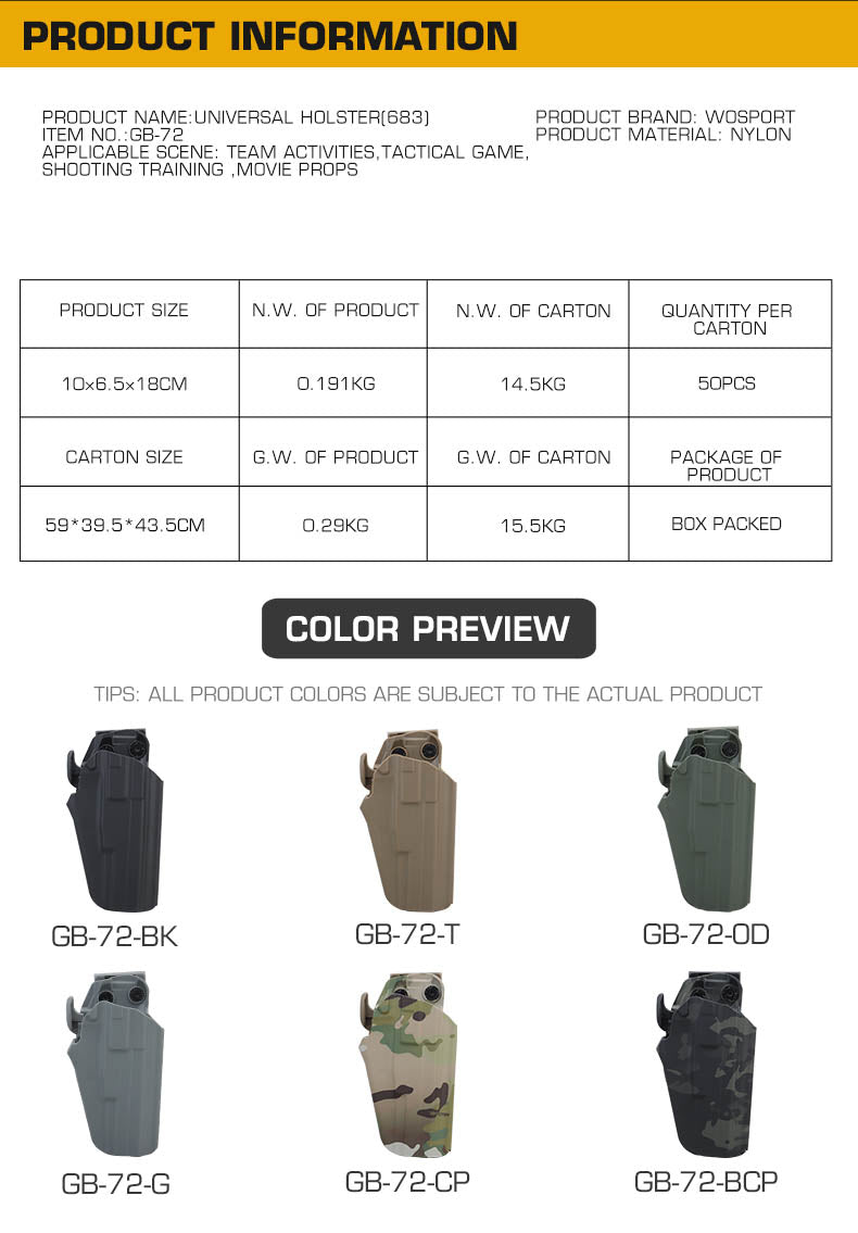 WOSPORT Universal Holster SUB-COMPACT 683 (GB-72)