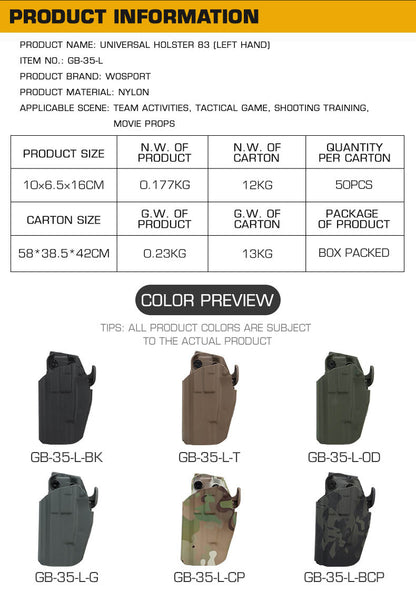 WOSPORT Universal Holster STANDARD 83L (GB-35-L)