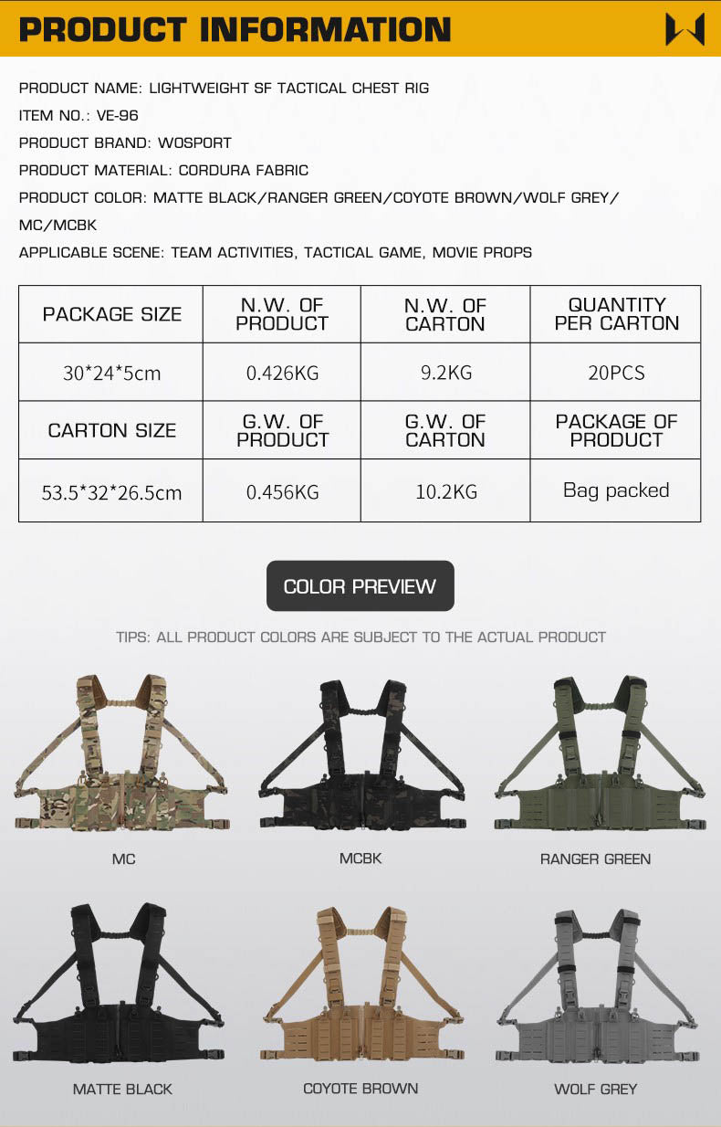 WOSPORT Light Weight SF Chest Rig (VE-96) - APEXTAC GEAR