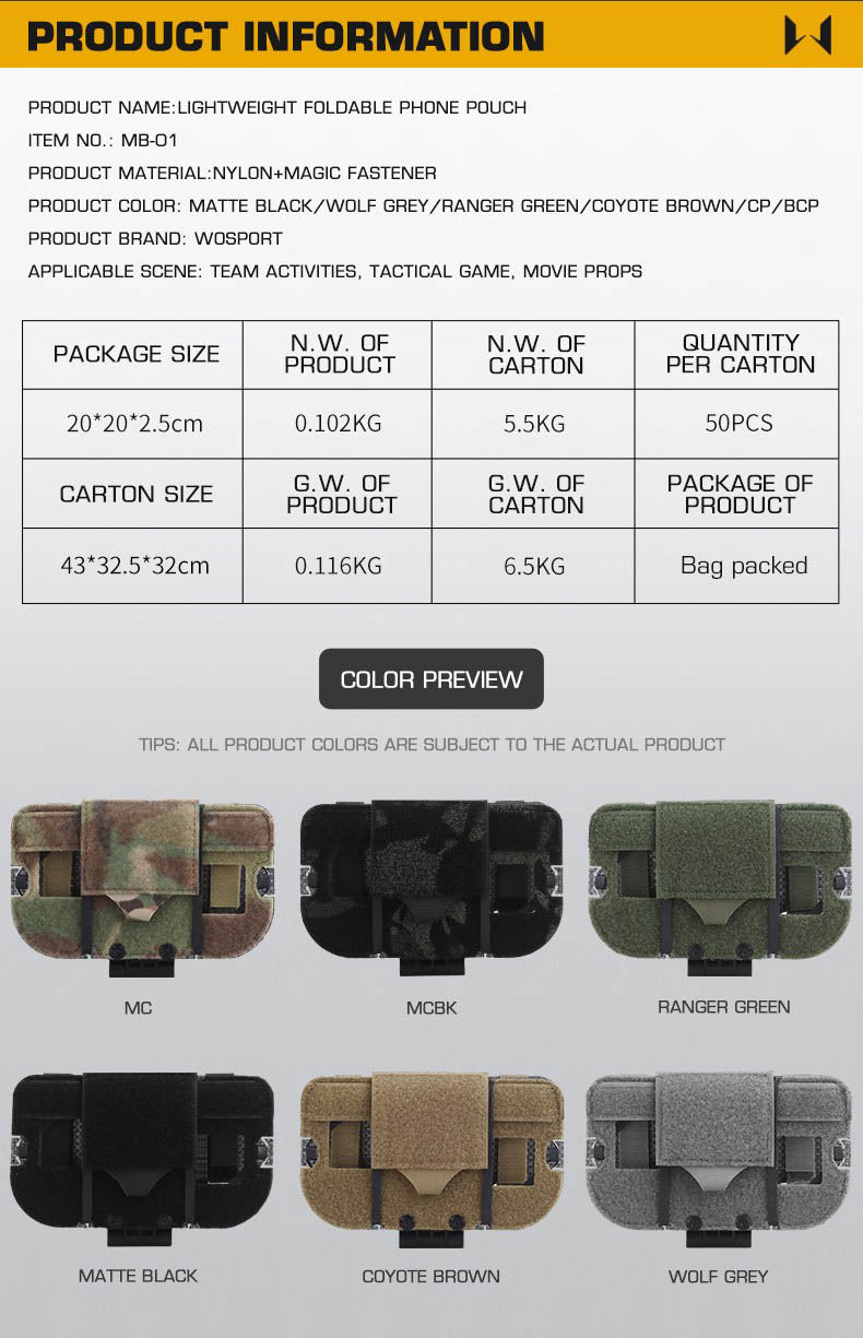 WOSPORT Lightweight Foldable Phone Pouch (MB-01) - APEXTAC GEAR