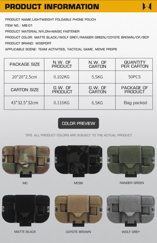 WOSPORT Lightweight Foldable Phone Pouch (MB-01)