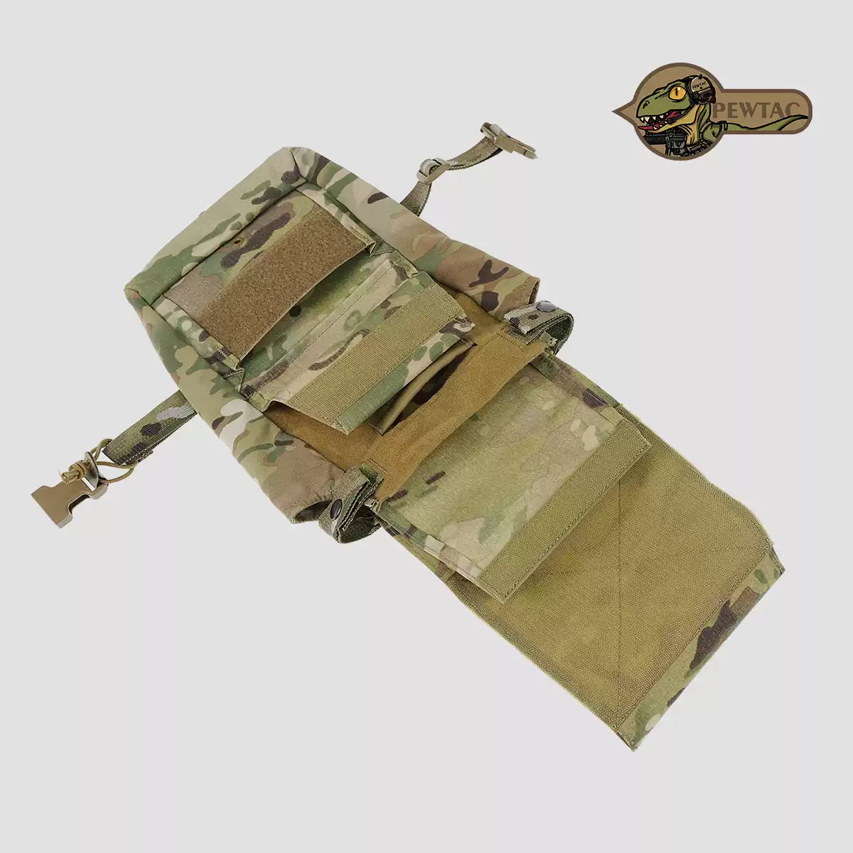 PEW Tactical FC Style TRAK tactical thigh bag with utility pouch, adjustable straps, and multiple compartments for gear storage.