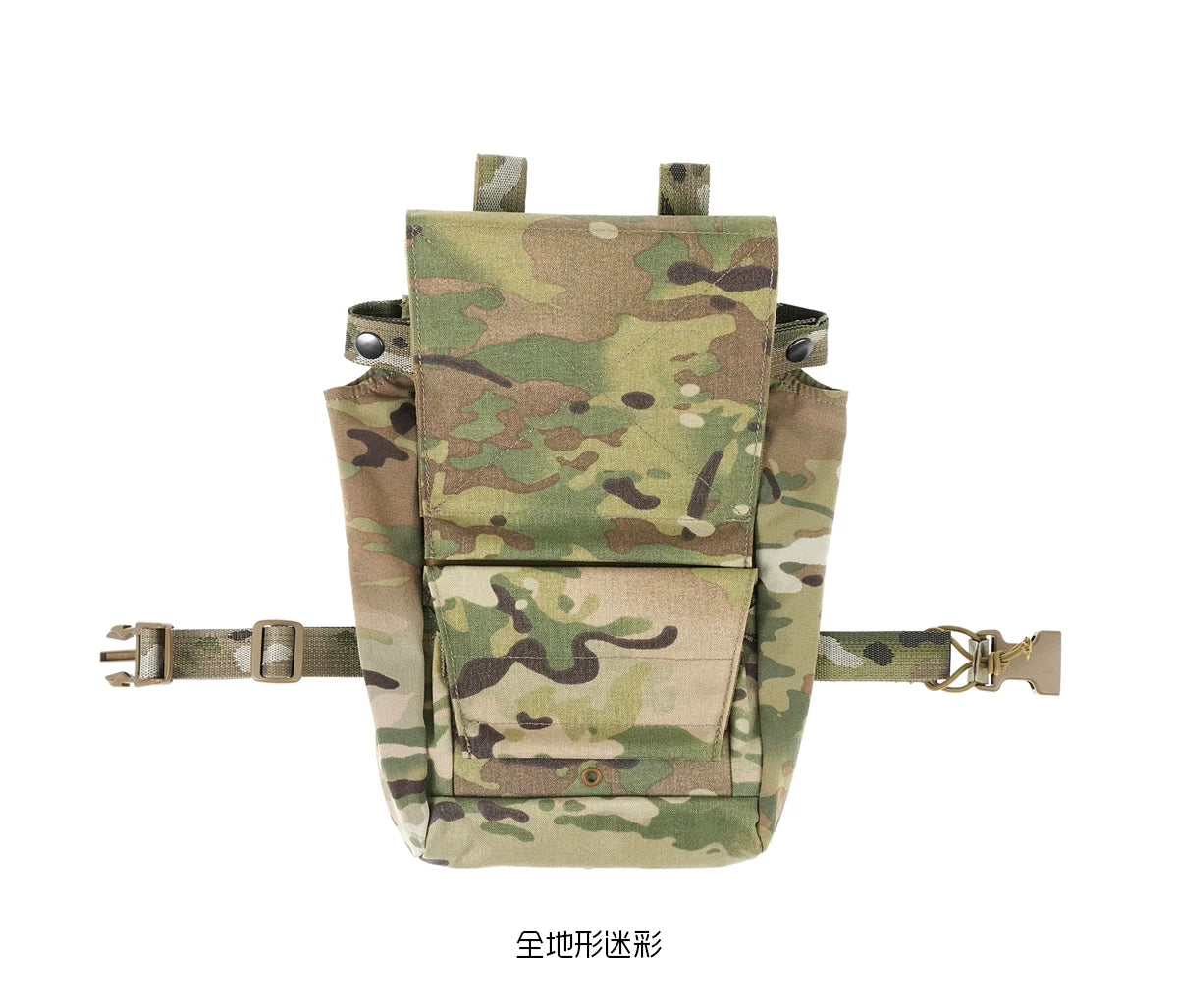 PEW Tactical FC Style TRAK tactical thigh bag with utility pouch, black nylon design and adjustable straps for outdoor or tactical use.