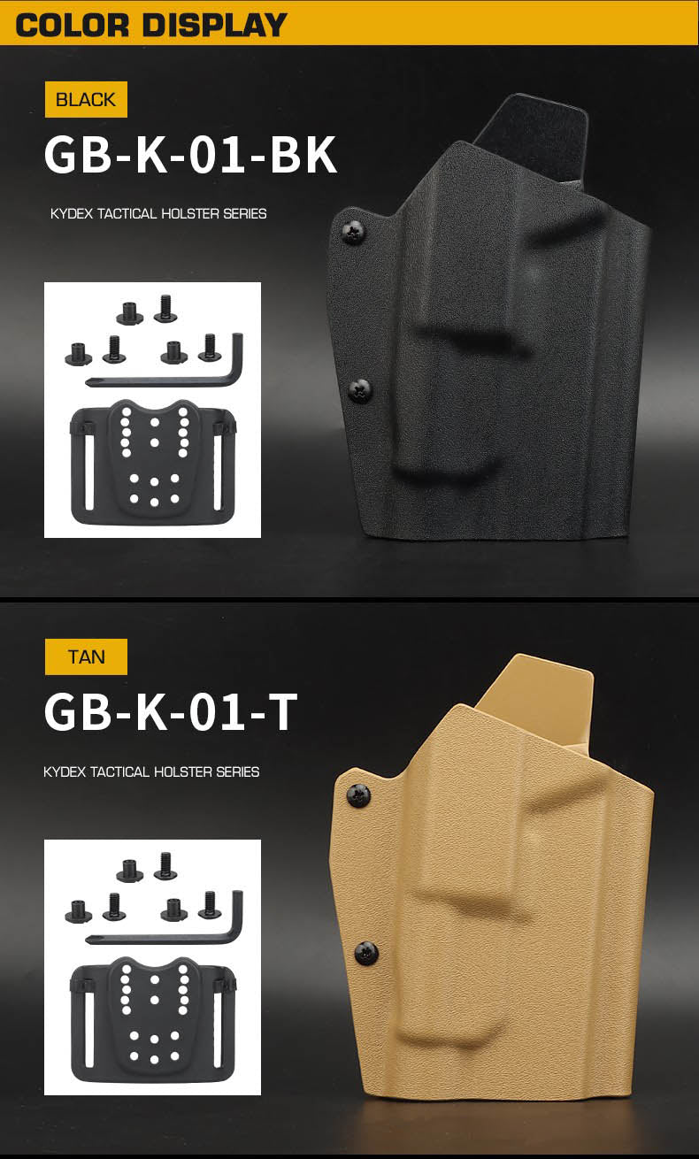 WOSPORT Lightweight Kydex Tactical Holster for G-TLR-1 flashlight, black side view