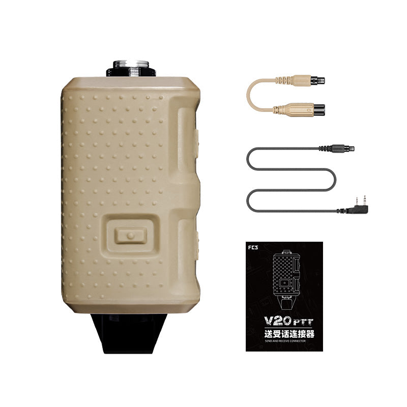 FMA FCS Headset Military Gear Communication V20 PTT - TAN - APEXTAC GEAR