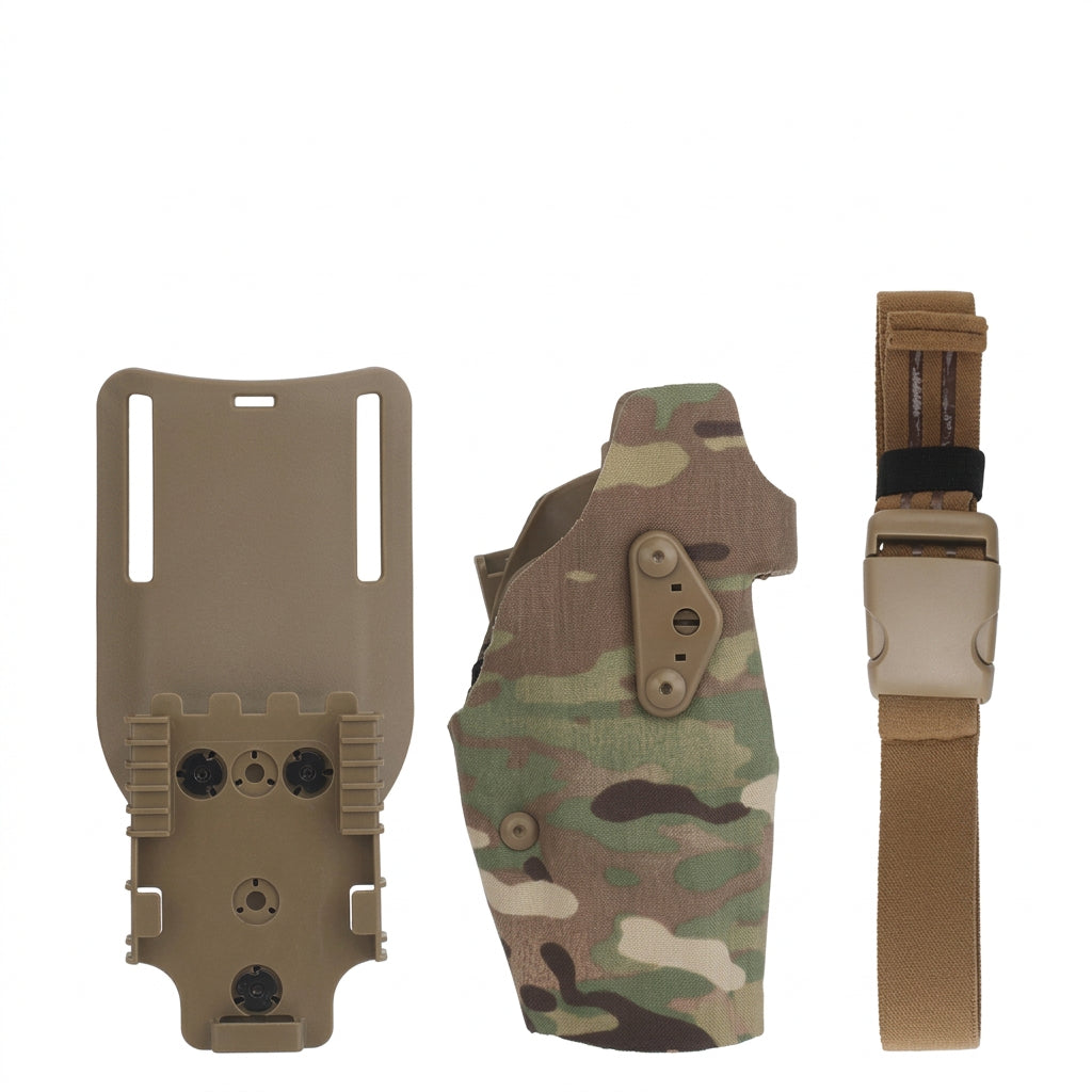 WOSPORT G17 holster in black with adjustable retention strap for secure carrying of G17 pistol.