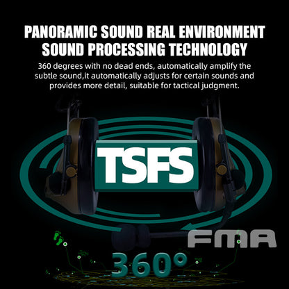 FMA FCS Tactical Headset COMTAC3 Headset Communication Pickup Noise Reduction - DE - APEXTAC GEAR
