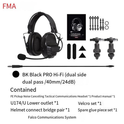 FMA FCS Tactical FE Headset Digital Pickup Noise Reduction Headset - BLACK - APEXTAC GEAR
