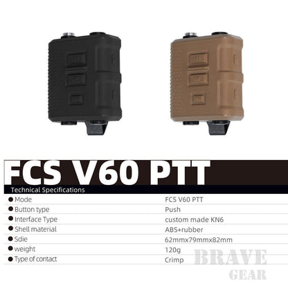 FMA FCS Headset Military Gear Communication V60 PTT - TAN - APEXTAC GEAR