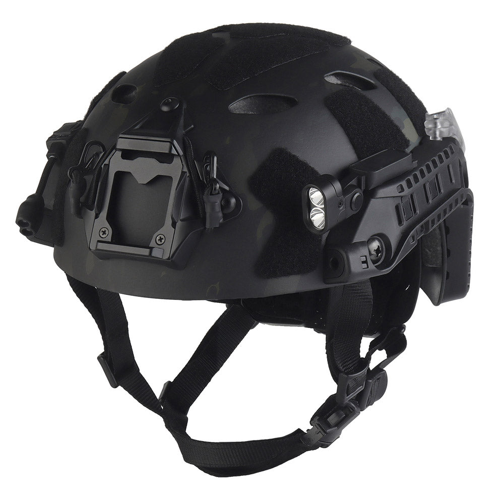 WOSPORT SF Tactical Helmet with Modular ARC Rail Set (HL-40) - MCBK Camo - APEXTAC GEAR