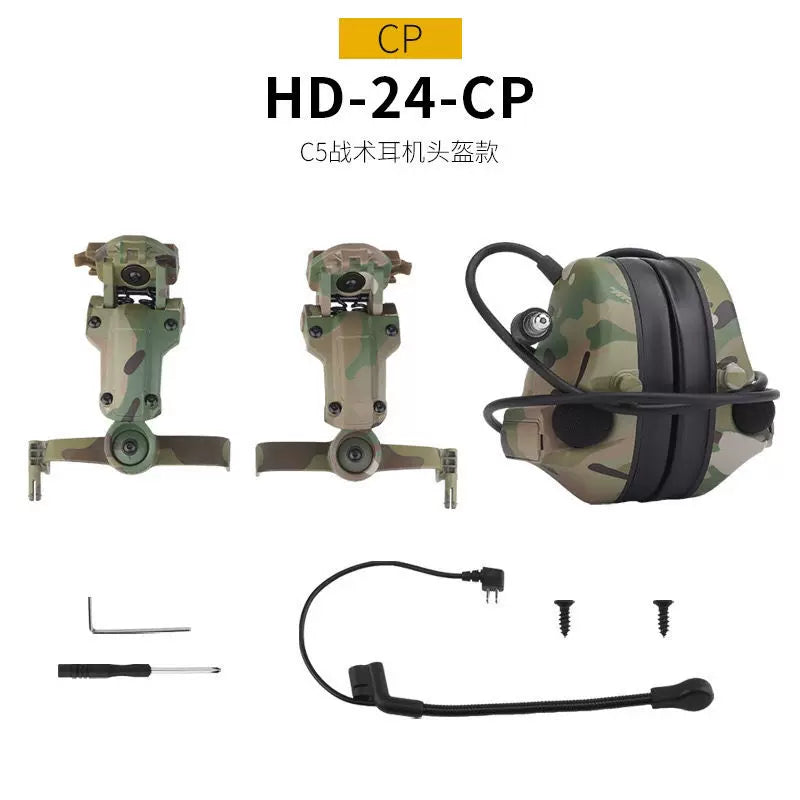 Wosport C5 Helmet-Mounted Tactical Communication Headset - Active Noise Reduction (HD-24)