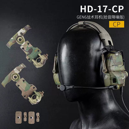 Wosport Gen 6 Tactical Headset with Active Noise Reduction & Sound Pickup (HD-17) - Convertible Headband & Helmet Mount