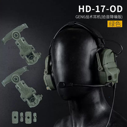 Wosport Gen 6 Tactical Headset with Active Noise Reduction & Sound Pickup (HD-17) - Convertible Headband & Helmet Mount