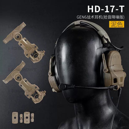 Wosport Gen 6 Tactical Headset with Active Noise Reduction & Sound Pickup (HD-17) - Convertible Headband & Helmet Mount