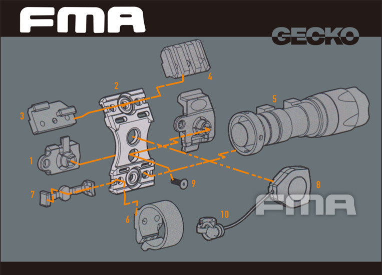 FMA UTK Helmet Accessory Light Mount for Helmet Guide Rail (TB1189) - APEXTAC GEAR