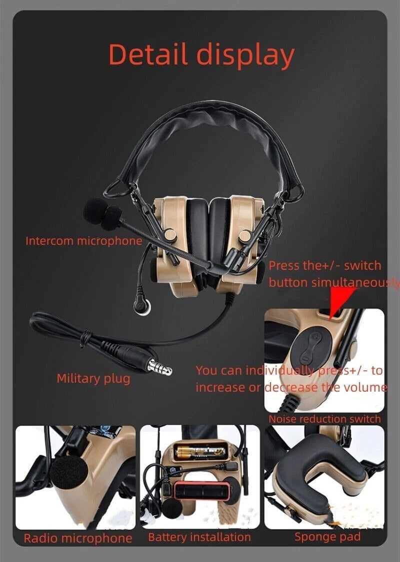 WADSN C4 IN-THE-EAR Communication Headset w/ Noise Reduction - BLACK (WZ038) - APEXTAC GEAR