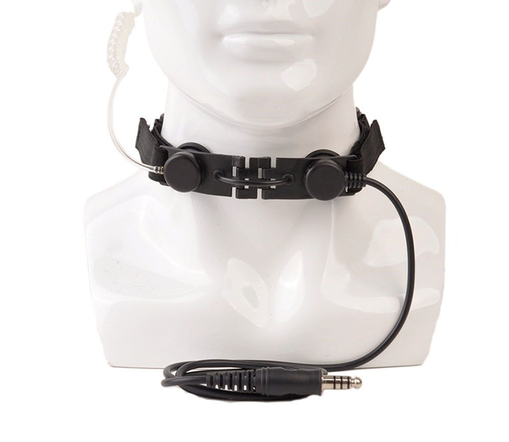 WADSN Tactical Throat Mic Headset with Tube Earpiece - BLACK - APEXTAC GEAR