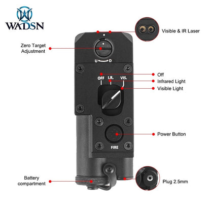 WADSN CQBL Close Quarters Battle Laser Aiming Unit w/ Flashlight Mount - TAN - APEXTAC GEAR